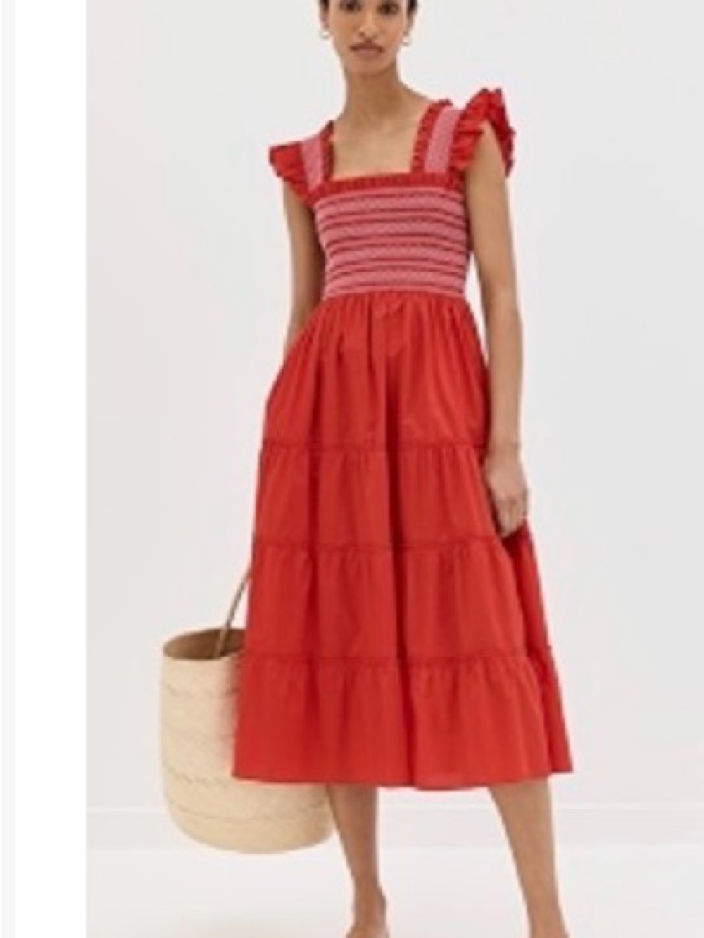 Hill House Home Poppy Red Smocked Tiered Sundress with Ruffle Straps